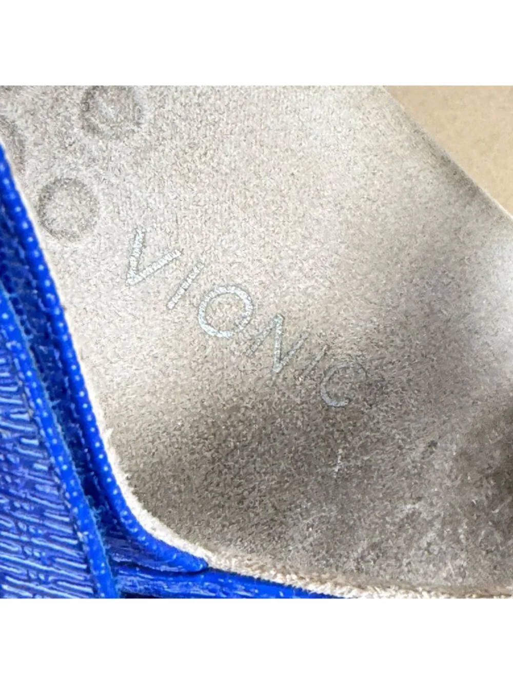 Vionic Farra II Leather Slingback Sandals Womens 8.5 Blue Silver Casual Comfort